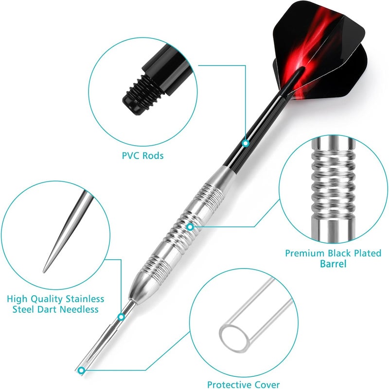 accmor 12 حبة سهام حديدية، مجموعة سهام معدنية احترافية 24 جرام للوحة السهام - Image 3