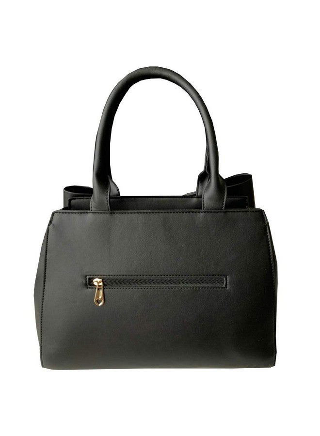 Rullar Women 2Pcs Handbag Set Bow-Knot Satchel Top-handle Crossbody Bag Tote Wallet Purse with Heart Pendant Black - Image 2