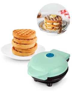 NIBEMINENT Mini Waffle Maker - 4” Waffle Mold, Nonstick Waffle Iron with Quick Heat-Up, PTFE Nonstick Surface - Perfect Mini Waffle Maker for Kids and Families, Just Add Batter（Aqua）  - Image 1