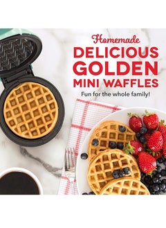 NIBEMINENT Mini Waffle Maker - 4” Waffle Mold, Nonstick Waffle Iron with Quick Heat-Up, PTFE Nonstick Surface - Perfect Mini Waffle Maker for Kids and Families, Just Add Batter（Aqua）  - Image 2