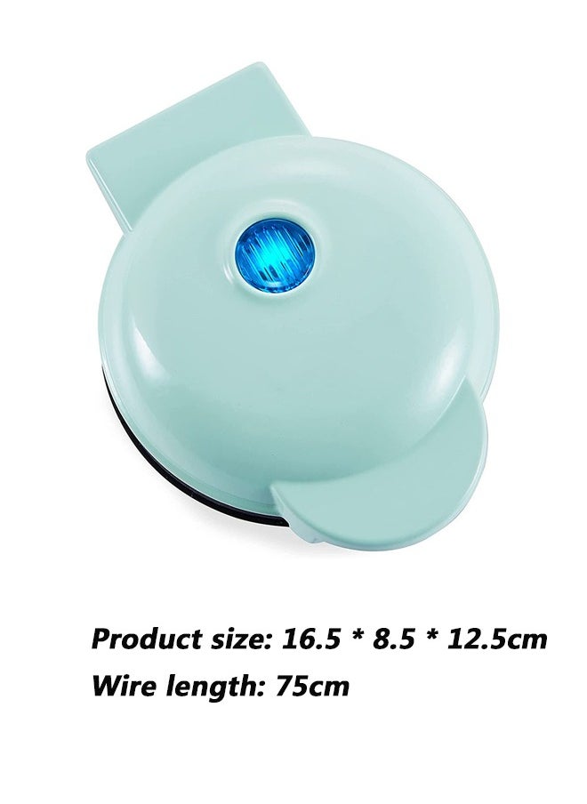 NIBEMINENT - Mini Waffle Maker - 4” Waffle Mold, Nonstick Waffle Iron with Quick Heat-Up, PTFE Nonstick Surface - Perfect Mini Waffle Maker for Kids and Families, Just Add Batter（Aqua） - Image 1