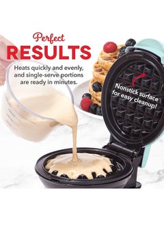 NIBEMINENT Mini Waffle Maker - 4” Waffle Mold, Nonstick Waffle Iron with Quick Heat-Up, PTFE Nonstick Surface - Perfect Mini Waffle Maker for Kids and Families, Just Add Batter（Aqua）  - Image 3