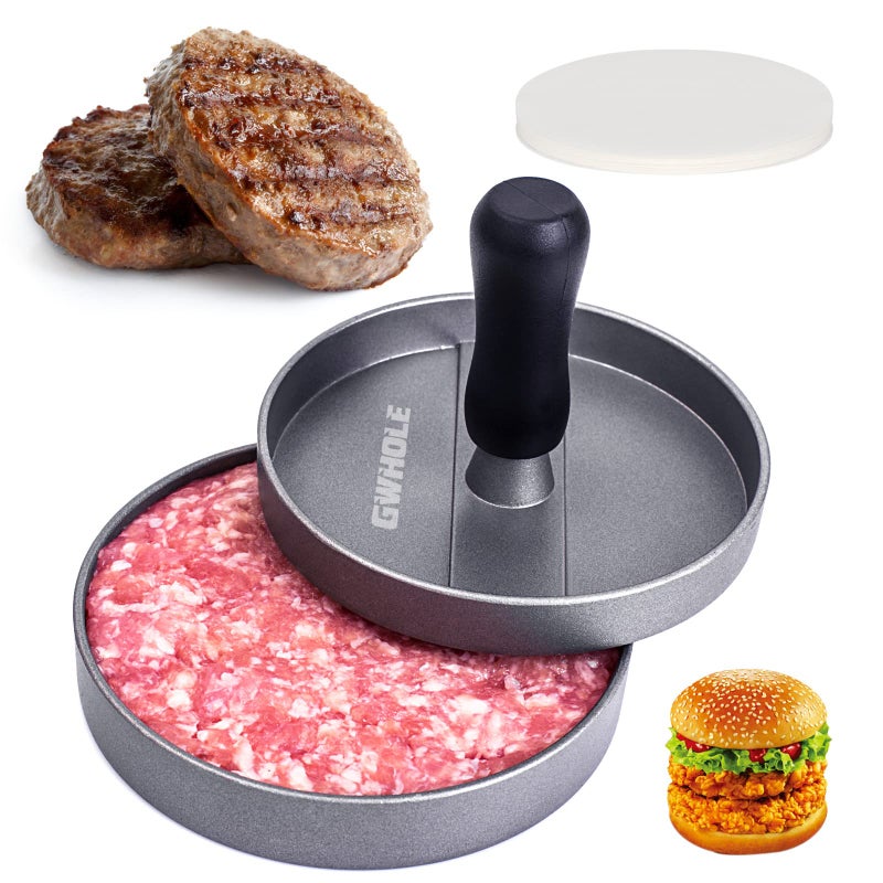GWHOLE Non Stick Burger Press  100 Wax Discs Ideal for BBQ