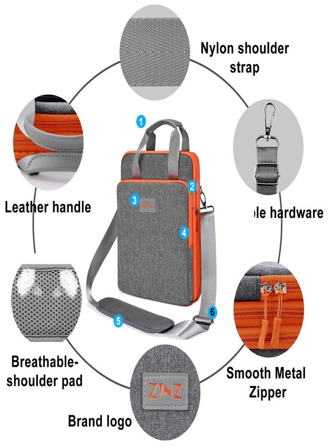 ZINZ Laptop Shoulder Bag 12.3-13 inch Case Sleeve, Expandable Handbag with Valuables Compartment Compatible with MacBook Air/Pro/Neo 13", iPad 12.9"/13"/11", Shockproof,Gray-Orange edge - Image 5