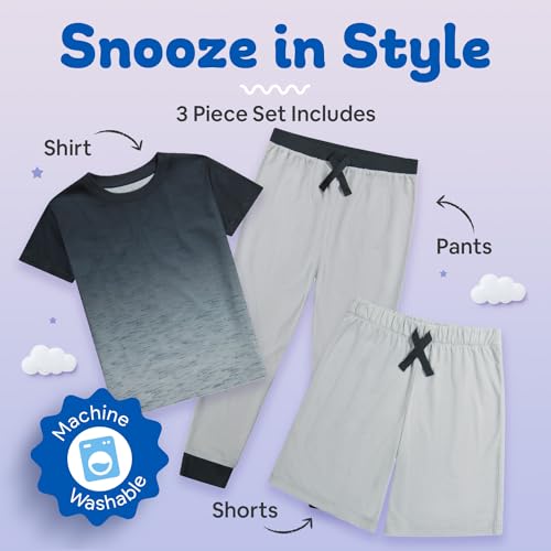 US Angels Boys Pajamas 3 Piece Set, big boys pj set, pajama pants for boys, pijama shorts, Size 8, Size 10-12, Size 14-16 - Image 3