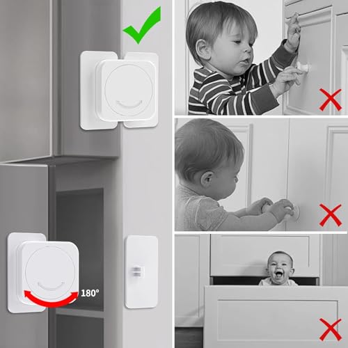 SIYANSHU Child Safety Cabinet Locks, Baby Safety Hidden Lock for Cabinets, Drawer, Refrigerator No Drilling, Baby Proofing Latches for Closet, Kid Safety Lock to Keep Your Child Safe at Home (Pack Of-2, Flat angle lock) - Image 3