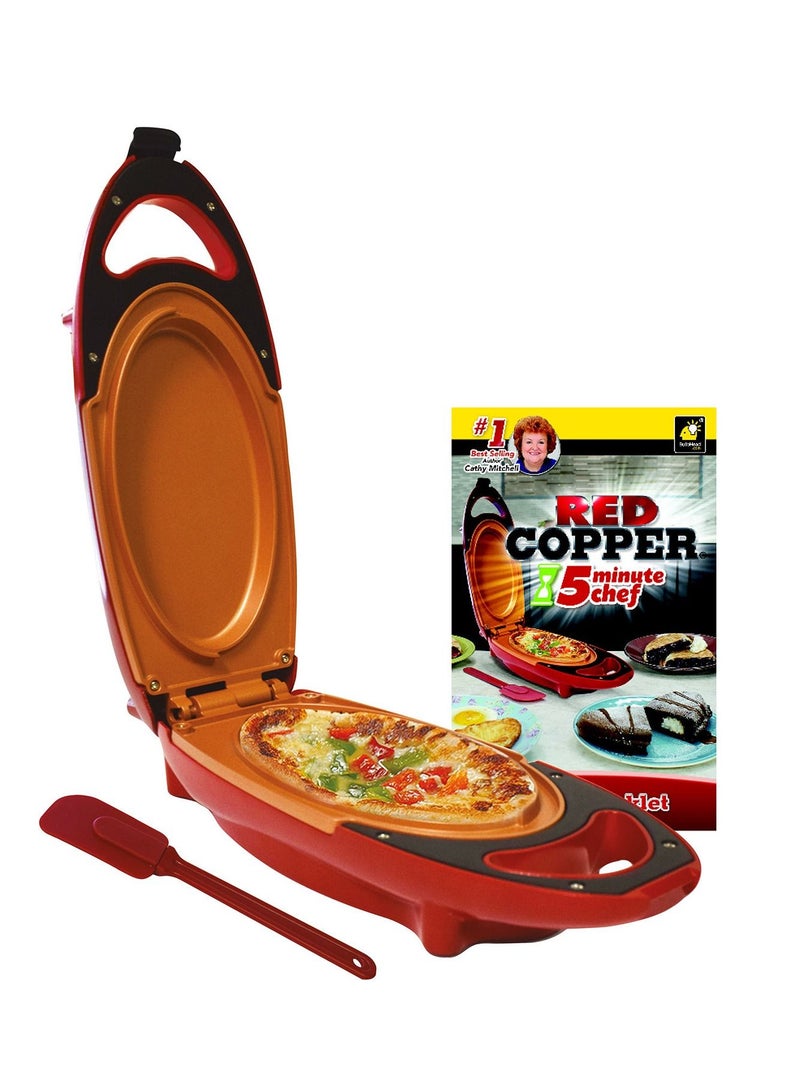 Red Copper 5 Minute Chef Double Sided Copper Infused Grill Pan with Non Stick Anti Scratch Surface for Making Delicious Omelet - Image 1