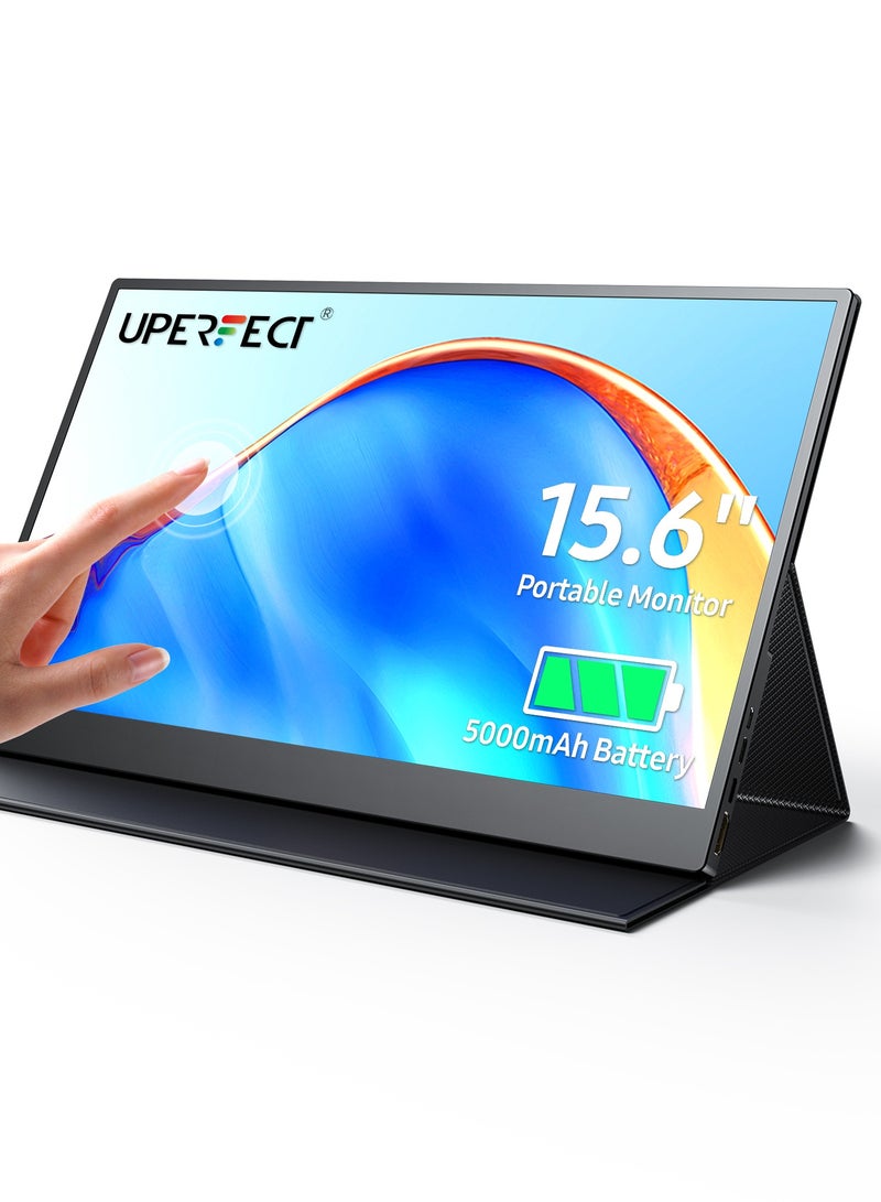 أوبيرفكت شاشة UPERFECT المحمولة مقاس 15.6 بوصة 60 هرتز 60 هرتز 10 نقاط تعمل باللمس 1920*1080P FHD IPS فائقة النحافة للكمبيوتر المحمول/الهاتف/وحدة التحكم في الألعاب، قابلة للتركيب VESA - Image 1