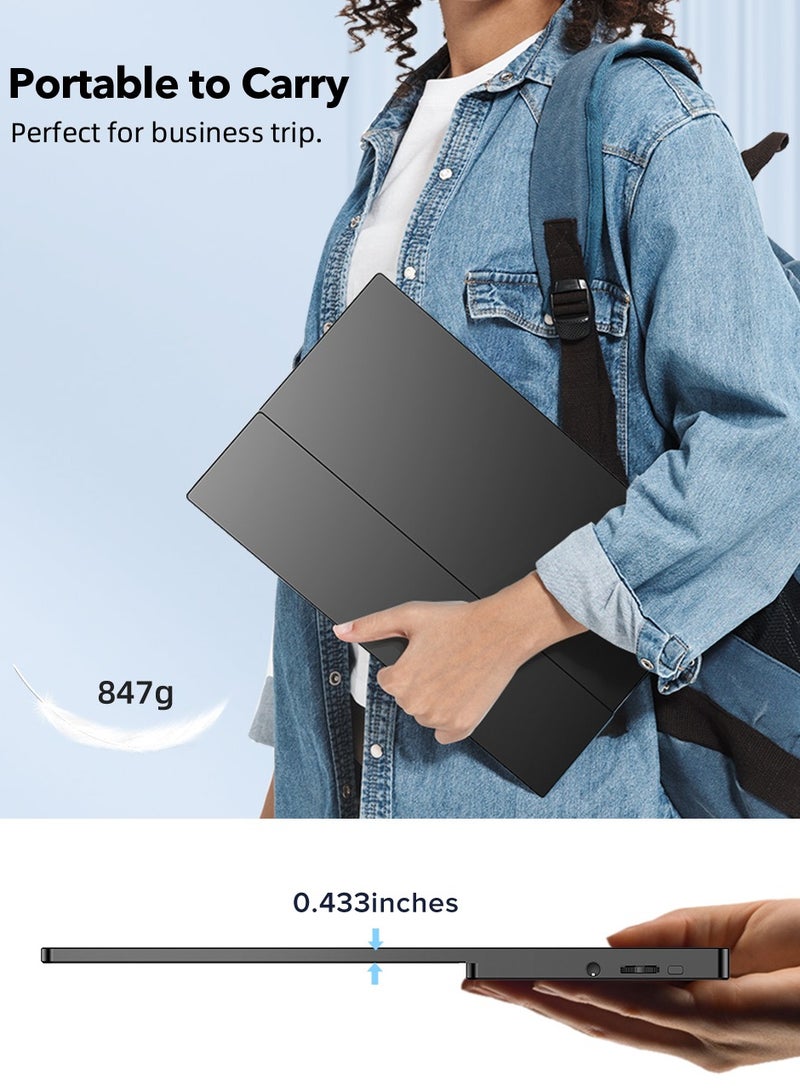 أوبيرفكت شاشة UPERFECT المحمولة مقاس 15.6 بوصة 60 هرتز 60 هرتز 10 نقاط تعمل باللمس 1920*1080P FHD IPS فائقة النحافة للكمبيوتر المحمول/الهاتف/وحدة التحكم في الألعاب، قابلة للتركيب VESA - Image 4