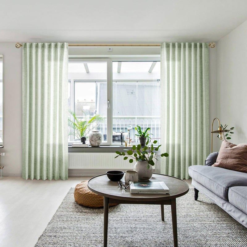 MEETBILY Sage Green Linen Curtains 96 Inches Long Semi Sheer Back Tab Drapes for Living Room 2 Panels Light Green Boho Neutral Curtains for Bedroom Closet Door Nursery Boy Teens Girls Playroom  8 Ft - Image 5