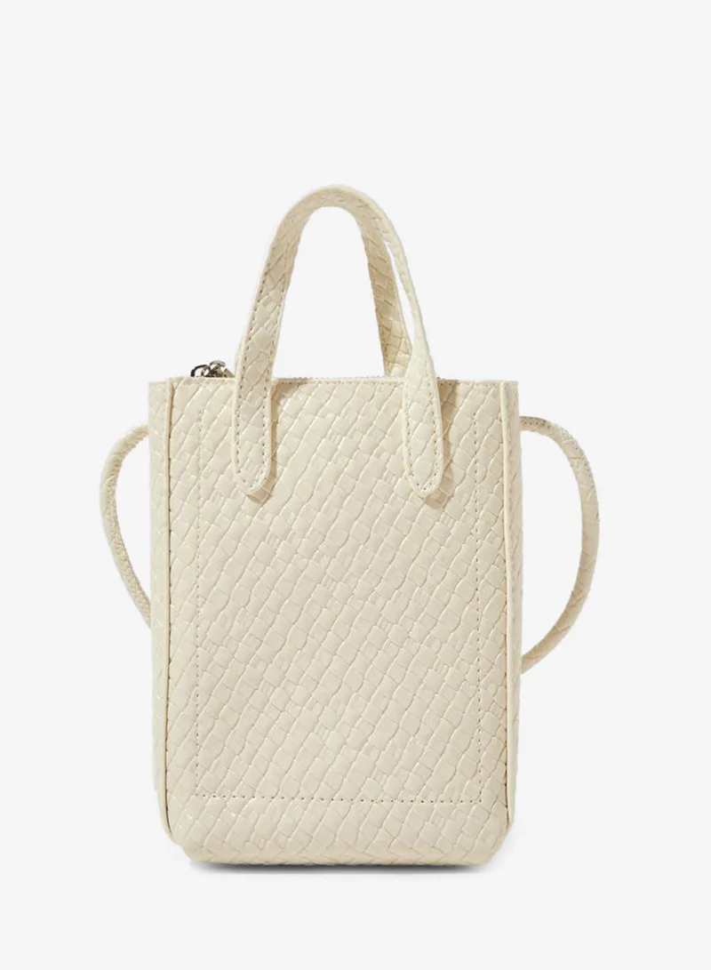 Styli  Off-White Textured Camera Bag with Braided Strap for Women | Best Price UAE
