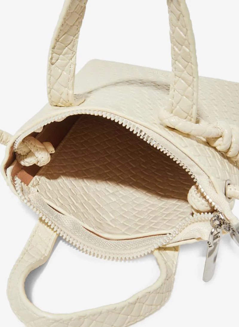 Styli  Off-White Textured Camera Bag with Braided Strap for Women | Best Price UAE