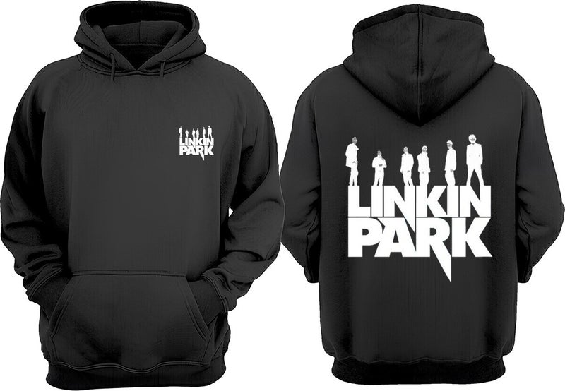 The Wert Unisex Linkin Park Design Front Back Printed Regular Fit Black Sweatshirt - Image 1