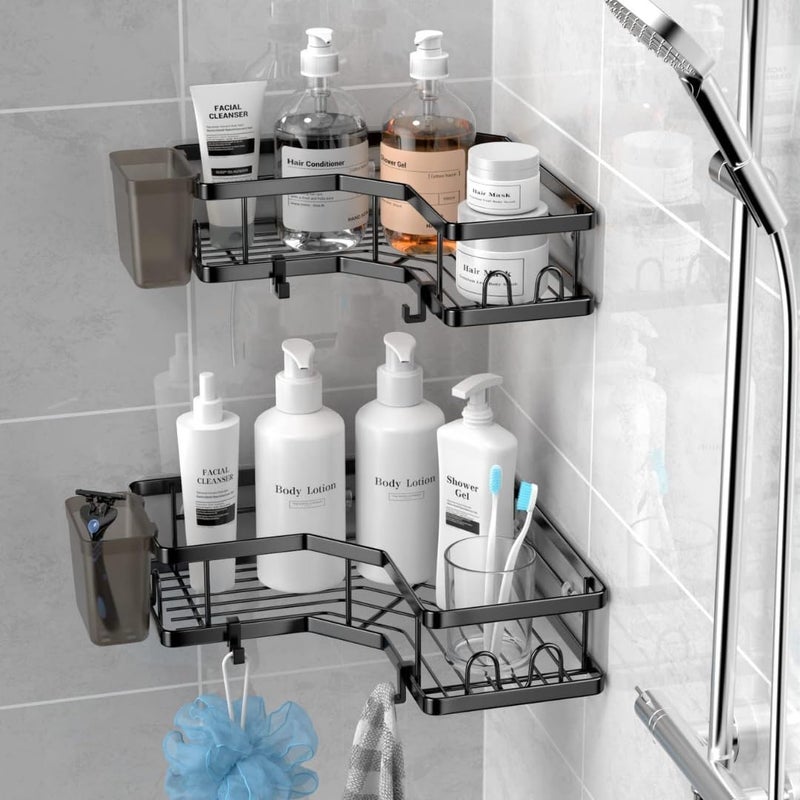 SPARKERR Self Adhesive Shower Caddy, Easy to Install Bathroom Kitchen Corner space Organizer, Wall mounted Heavy-Duty Anti-rust Stainless Steel Organizer for Bathroom and Kitchen, No Drilling Needed - Image 1