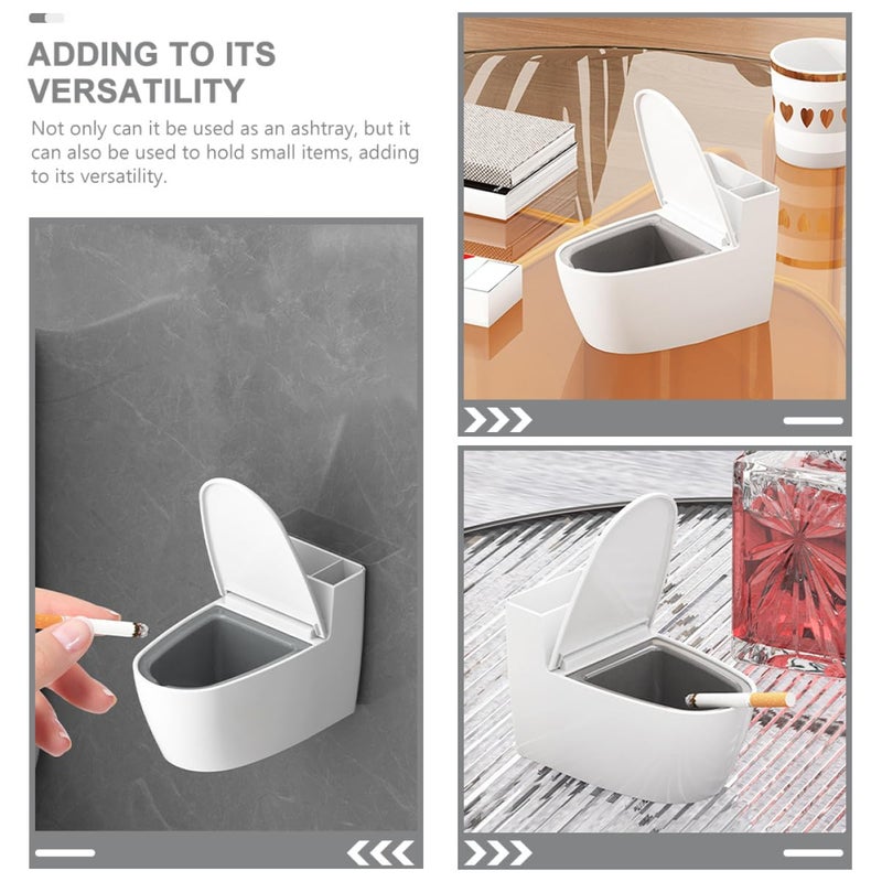 Ceramic White Wall Mounted Smokeless Ashtray With Lid Windproof Bathroom Accessory - Image 4