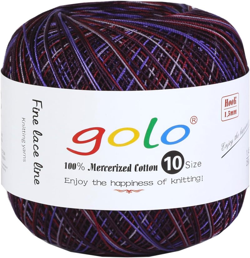 Golo Crochet Thread Size 10 for Hand Knitting - Multicolour Rainbow Yarn D173 - Image 1