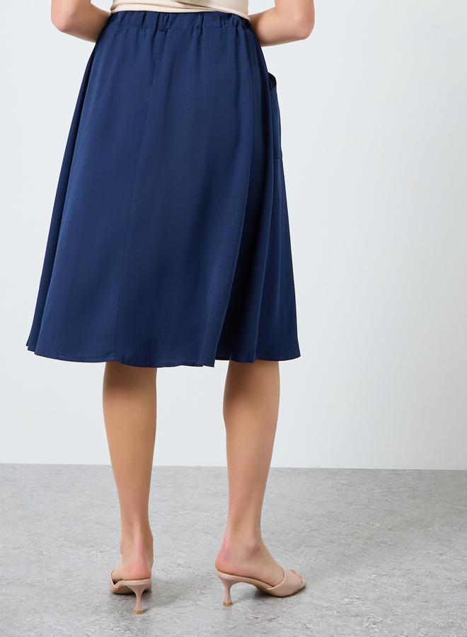 Take Two Women Solid Buttoned Knee-Length Skirt - Image 4