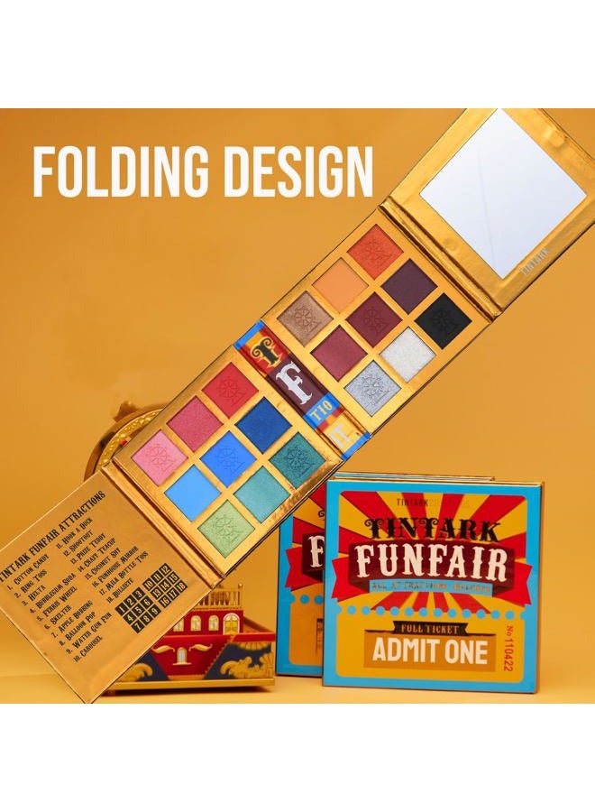 Tintark 18 Colour Funfair Eyeshadow Palette, Carnival Party Eyeshadow, Gold, Silver, Black, White, Yellow, Orange, Brown, Bronzer, Red, Blue, Purple, Green, Eyeshadow Palettes, Glitter Matte Shimmer - Image 2