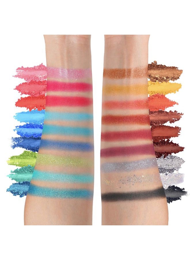 Tintark 18 Colour Funfair Eyeshadow Palette, Carnival Party Eyeshadow, Gold, Silver, Black, White, Yellow, Orange, Brown, Bronzer, Red, Blue, Purple, Green, Eyeshadow Palettes, Glitter Matte Shimmer - Image 4