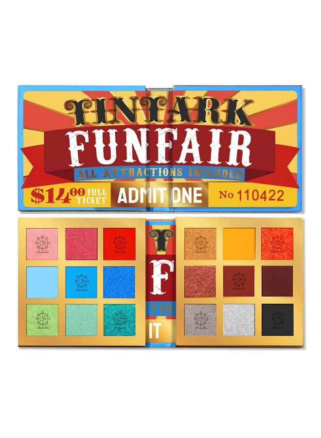Tintark 18 Colour Funfair Eyeshadow Palette, Carnival Party Eyeshadow, Gold, Silver, Black, White, Yellow, Orange, Brown, Bronzer, Red, Blue, Purple, Green, Eyeshadow Palettes, Glitter Matte Shimmer - Image 1