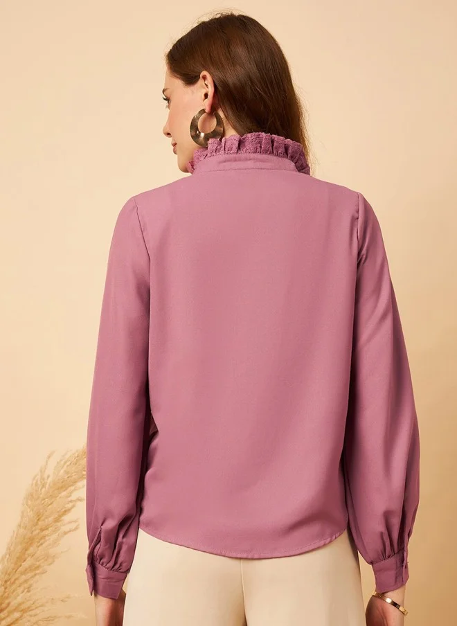 MINT STREET Pleated Detail Shirt Style Top for Women