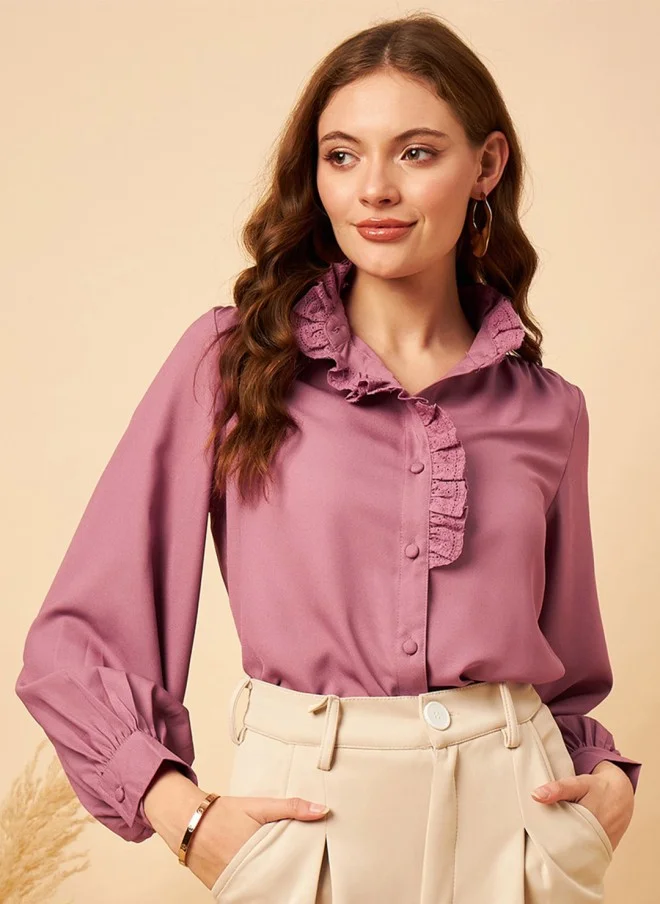 MINT STREET Pleated Detail Shirt Style Top for Women