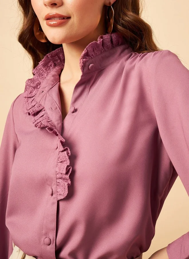 MINT STREET Pleated Detail Shirt Style Top for Women