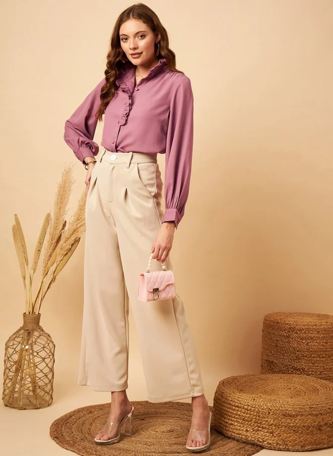 MINT STREET Pleated Detail Shirt Style Top for Women