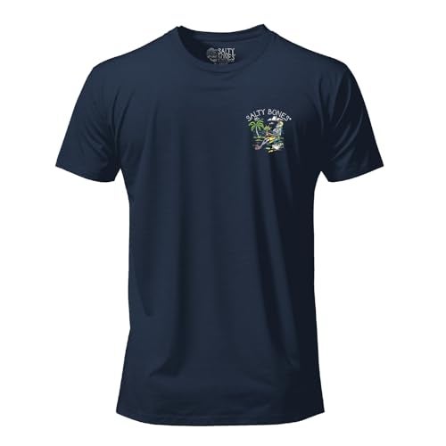 Salty Bones Another Day in Paradise Tropical Beach Graphic T-Shirt, 100% Ringspun Cotton, Classic Fit, Printed in USA (US, Alpha, X-Large, Regular, Regular, Navy) - Image 2