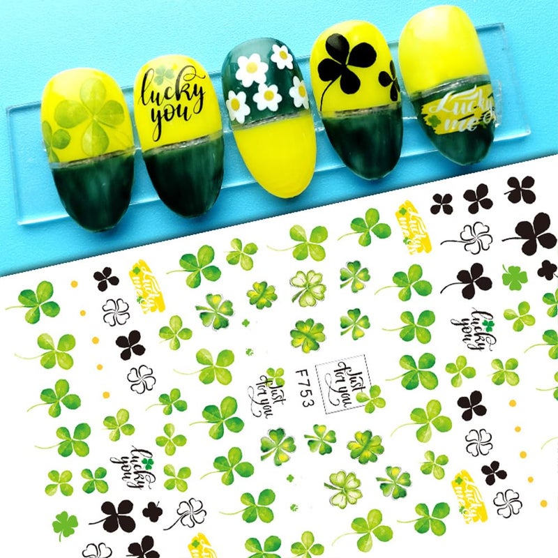 Hrnsnails 10 Sheets St Patricks Day Nail Stickers, St Patrickâ€™s Day Shamrock Nail Stickers 3D Self-Adhesive Saint Patricks Day Nail Shamrock Nail Decals Deisgn St Patricks Day Accessories for Women and Girls - Image 3