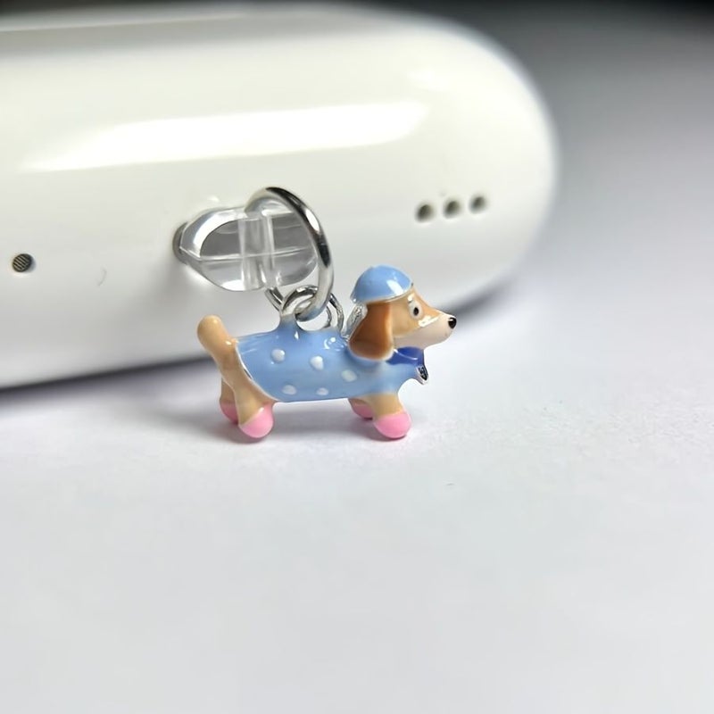 Pink Lightning Alloy Oil Dripping Puppy Decor Dust Plug For iPhone 5-14 - Image 4