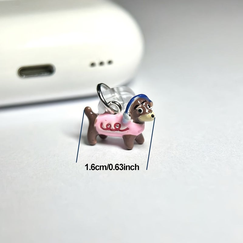 Pink Lightning Alloy Oil Dripping Puppy Decor Dust Plug For iPhone 5-14 - Image 2
