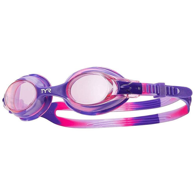 TYR Swimple Tie-Dye Kids' Swim Goggles - Non-Mirrored Swimming Goggles for Competitive Training and Recreation - Anti-Fog, UVA/UVB Protection, Watertight Seal - Pnk/Purple - Image 1
