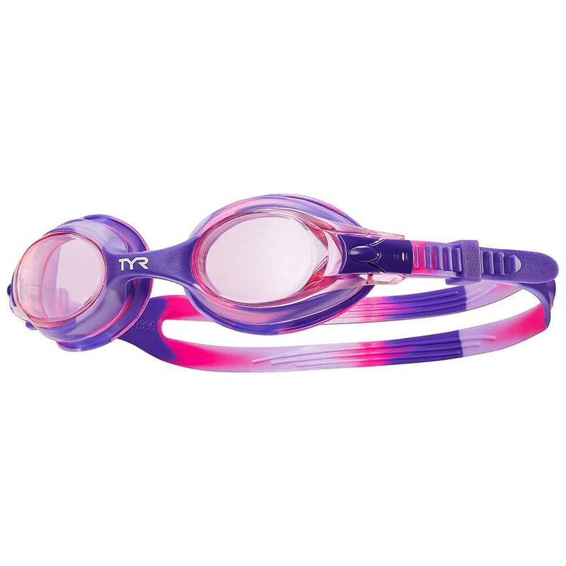 TYR Swimple Tie-Dye Kids' Swim Goggles - Non-Mirrored Swimming Goggles for Competitive Training and Recreation - Anti-Fog, UVA/UVB Protection, Watertight Seal - Pnk/Purple - Image 2
