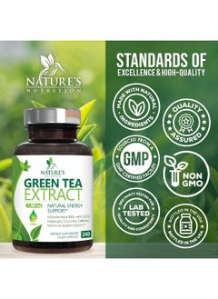 Nature's Nutrition Green Tea Extract Capsules 1000mg 98% Standardized EGCG - 3X Strength for Natural Energy - Heart Support with Polyphenols - Gentle Caffeine - 240 Capsules  - Image 4