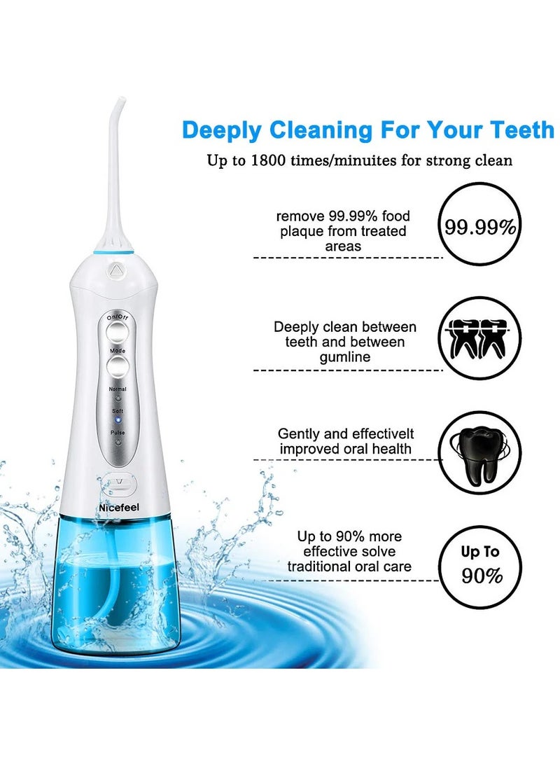 Nicefeel Fc159 Blue Cordless Dental Water Flosser Oral Irrigator High Pressure 1800 Pulses Per Minute 360° Rotating Nozzle 3 Modes Travel Bag - Image 3