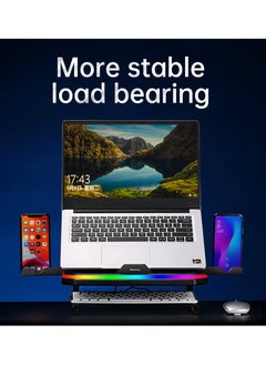 llano Laptop Stand Foldable RGB Cooler with Heat-Vent Ergonomic Ventilated Shelf Multi-Angle Adjustable Cooling Bracket for 11-17 Inch Notebooks  - Image 2
