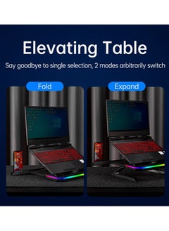 llano Laptop Stand Foldable RGB Cooler with Heat-Vent Ergonomic Ventilated Shelf Multi-Angle Adjustable Cooling Bracket for 11-17 Inch Notebooks  - Image 5