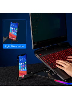 llano Laptop Stand Foldable RGB Cooler with Heat-Vent Ergonomic Ventilated Shelf Multi-Angle Adjustable Cooling Bracket for 11-17 Inch Notebooks  - Image 4