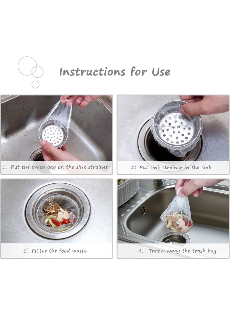 Kitchen Sink Strainer Trash Bag,100 PCS Drain Nets for Sink, Sink Strainer Filter Mesh Bag, Kitchen Sink Trash Mesh Bag, Disposable Anti-Clogging Elastic Filter Bags, Fits Most Sizes of Sink Strainer
