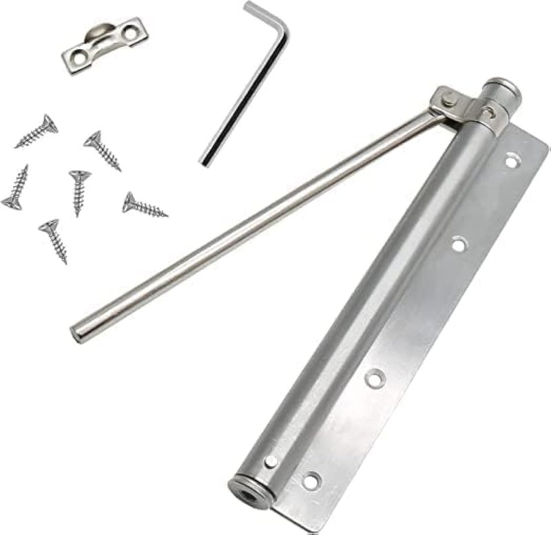 Delzon Universal Spring Door Closer SelfClosing with Steel Material Heavy Duty Commercial Grade Hydraulic Adjustable Spring Door Closer Silver - Image 1