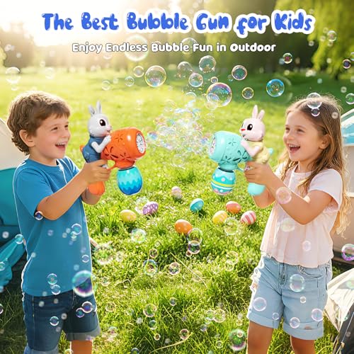 Weilim Bubble Gun for Kids 2 Pack Bubble Guns Kit for Toddlers Rabbit Bubble Machine Electric Bubble Toy Automatic Bubble Blower Bubble Maker for Outdoor Easter Gift for Kids - Image 5