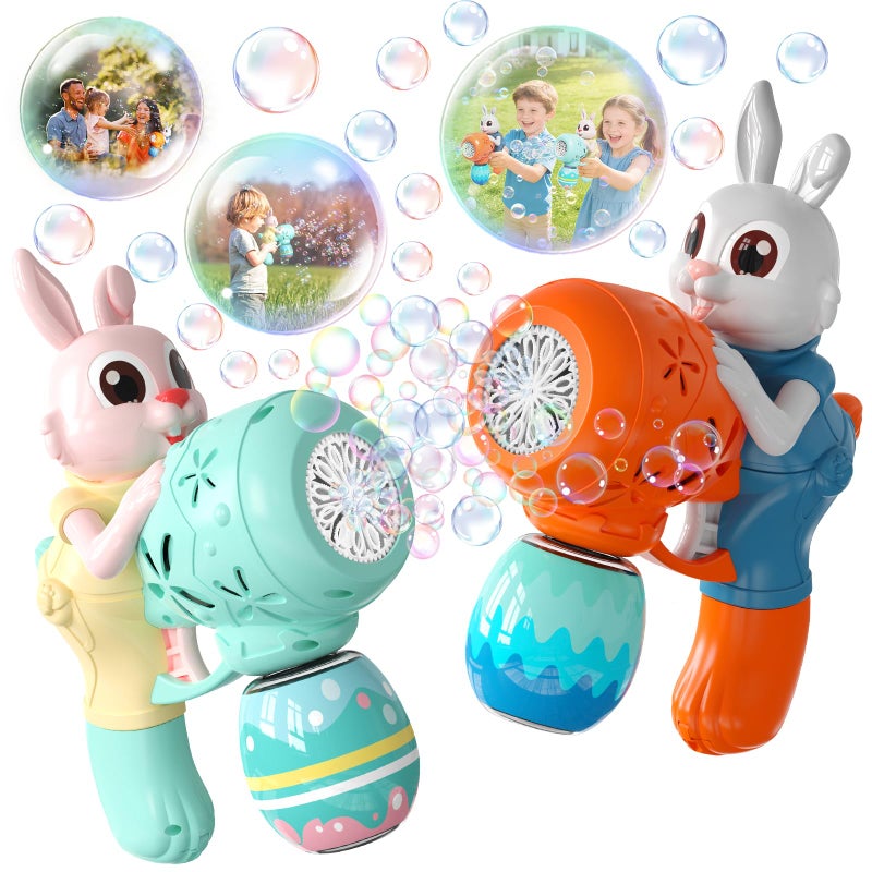 Weilim Bubble Gun for Kids 2 Pack Bubble Guns Kit for Toddlers Rabbit Bubble Machine Electric Bubble Toy Automatic Bubble Blower Bubble Maker for Outdoor Easter Gift for Kids - Image 3