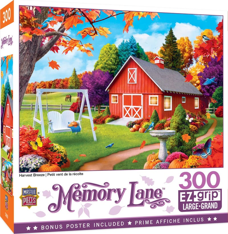 MasterPieces - 300 Piece Jigsaw Puzzle, Large EZ Grip Shapes, Harvest Breeze, Fun for Adults, Seniors, Family, Kids, Non-Glare Finish, 18"x24" - Image 1