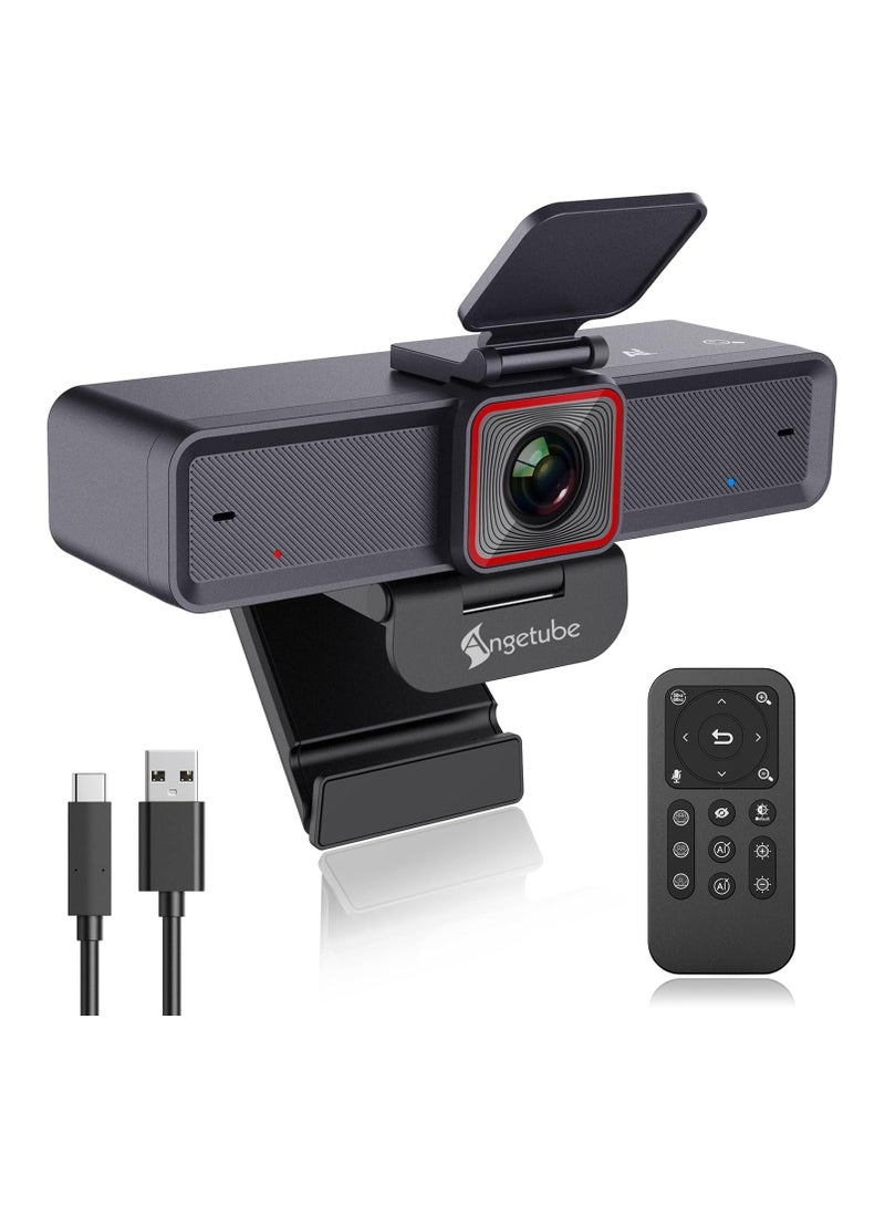 Angetube 4K AI Webcam: AI-Trackig Web Camera Dual AI Noise-Cancelling Microphones - HDR-Enabled, USB 3.0, Remote Control, Sony_Sensor, Adjutable Field of View, Work with Teams, Zoom, Webex - Image 1