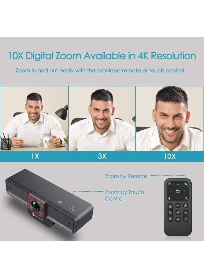 Angetube 4K AI Webcam: AI-Trackig Web Camera Dual AI Noise-Cancelling Microphones - HDR-Enabled, USB 3.0, Remote Control, Sony_Sensor, Adjutable Field of View, Work with Teams, Zoom, Webex - Image 2