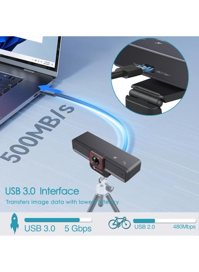 Angetube 4K AI Webcam: AI-Trackig Web Camera Dual AI Noise-Cancelling Microphones - HDR-Enabled, USB 3.0, Remote Control, Sony_Sensor, Adjutable Field of View, Work with Teams, Zoom, Webex - Image 3