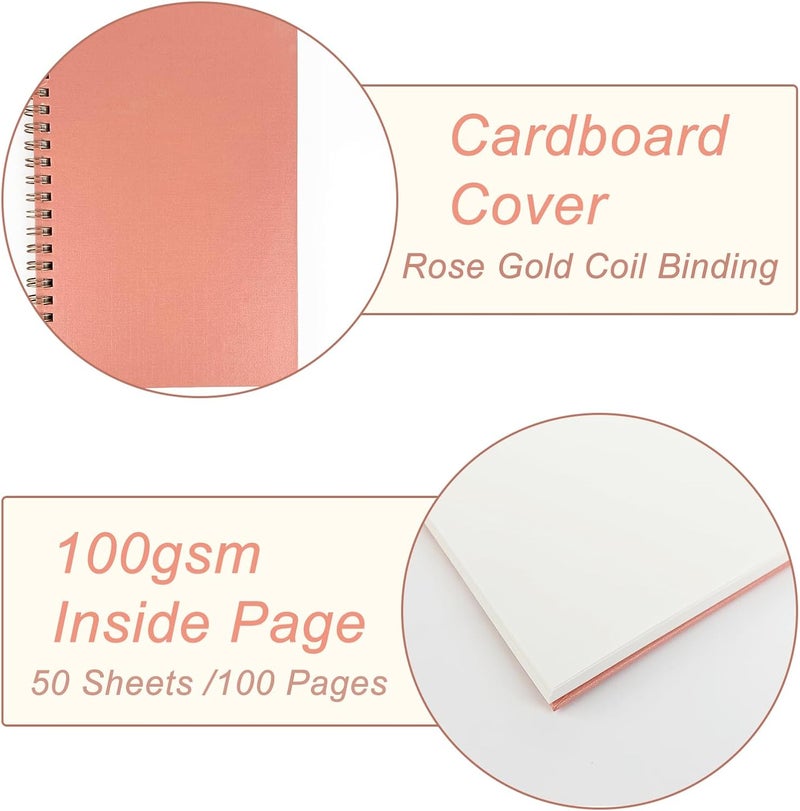 DSTELIN Pastel Pink Sketch Coil Notebooks 2Pack 75 x 51 Inches Hardcover with 1150GSM Cardstock 100 Pages  50 Sheets 100GSM Paper  - Image 5