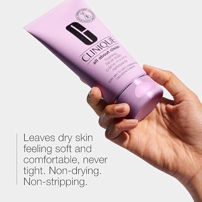 Clinique All About Clean Foaming Face Wash With Hyaluronic Acid + Glycerin For Very Dry to Dry Combination Skin Types, 5 Fl Oz - Image 2