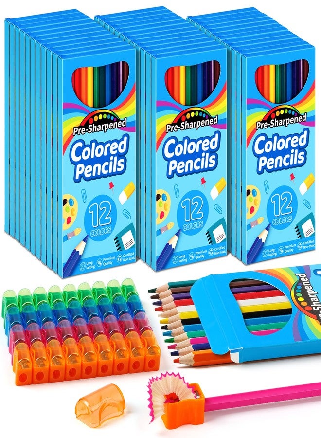 V-Opitos 432 Count Colored Pencils Bulk, 36 Pack 12 Assorted Colors with Sharpener, Pre-sharpened Coloring Pencils for Kids, Ideal School Classroom Supplies - Image 1